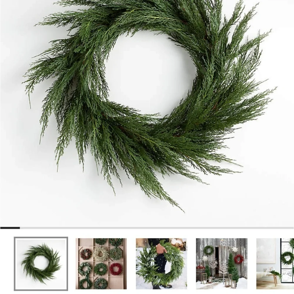 Crate and barrel 26” cypress wreath. New w/o tags